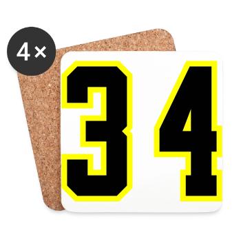 34 Number Jersey - Coasters (set of 4) - white - Front