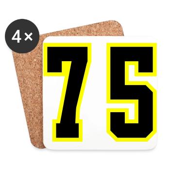 75 Zahl Trikot - Untersetzer (4er-Set) - Weiß - Vorne