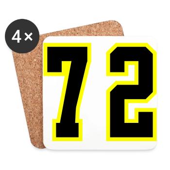72 Zahl Trikot - Untersetzer (4er-Set) - Weiß - Vorne