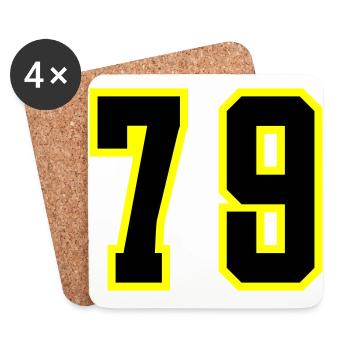 79 Zahl Trikot - Untersetzer (4er-Set) - Weiß - Vorne