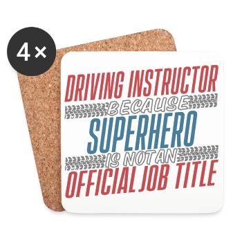 Instructeur de conduite Superhero Auto-école - Dessous de verre (lot de 4) - blanc - Devant