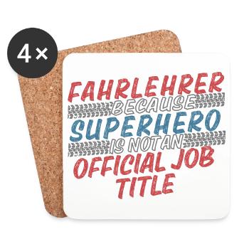 Instructeur de conduite Superhero Auto-école - Dessous de verre (lot de 4) - blanc - Devant