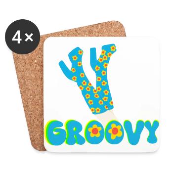 Retro Vibes Flower Power - Coasters (set of 4) - white - Front