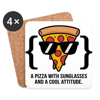 Lunettes de soleil Cool Pizza Slice - Dessous de verre (lot de 4) - blanc - Devant