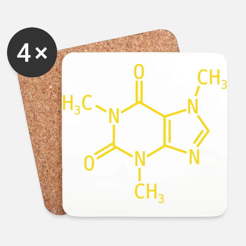Koffein Strukturformel - Untersetzer (4er-Set) - Weiß