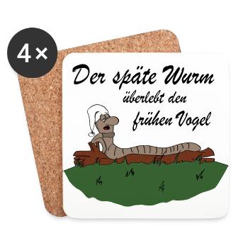 Der späte Wurm - Untersetzer (4er-Set) - Weiß - Vorne