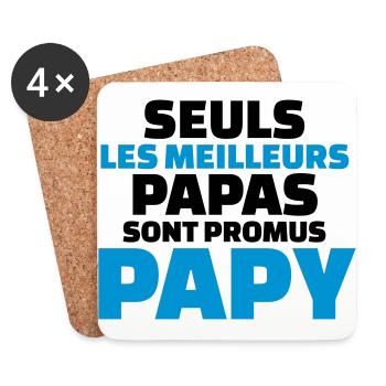 seuls les meilleurs papas sont promus papy - Dessous de verre (lot de 4) - blanc - Devant