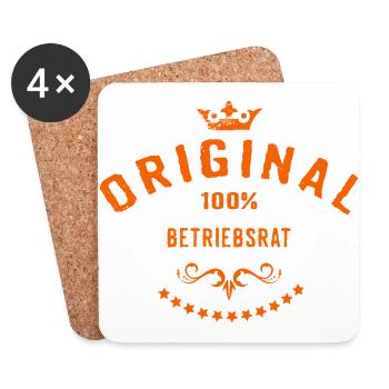 Original 100 Prozent Betriebsrat - RAHMENLOS Beruf - Untersetzer (4er-Set) - Weiß - Vorne