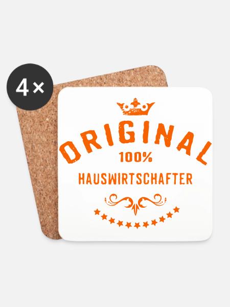 Original 100 Prozent Hauswirtschafter - RAHMENLOS - Untersetzer (4er-Set) - Weiß