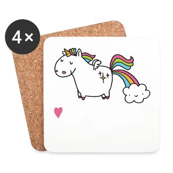 Einhorn Tank Top Damen - Küss mich am Regenbogen - Untersetzer (4er-Set) - Weiß - Vorne