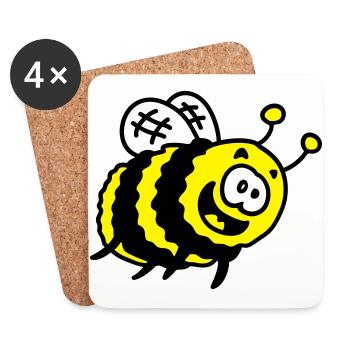 lustige Hummel - Untersetzer (4er-Set) - Weiß - Vorne