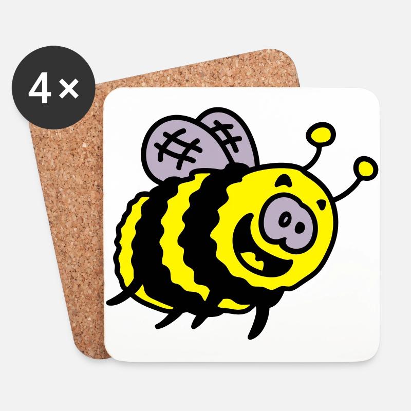 lustige Hummel 3 - Untersetzer (4er-Set) - Weiß