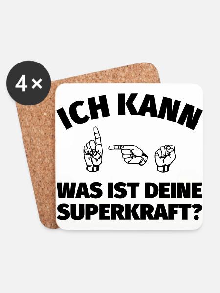 Ich kann Gebärdensprache. Was ist deine Superkraft - Untersetzer (4er-Set) - Weiß