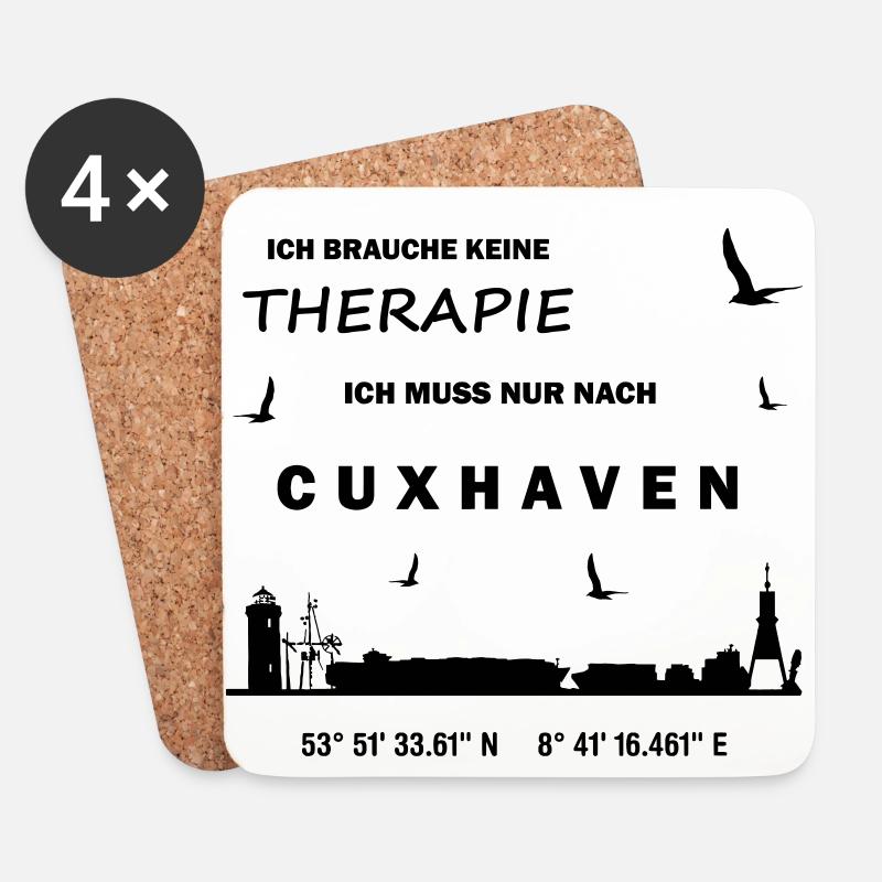 Ich brauche keine Therapie - Ich muss nur nach Cux - Untersetzer (4er-Set) - Weiß