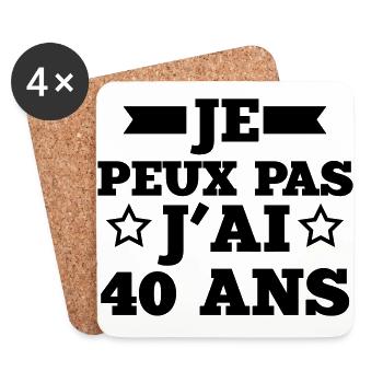 je peux pas j'ai 40 ans - Dessous de verre (lot de 4) - blanc - Devant