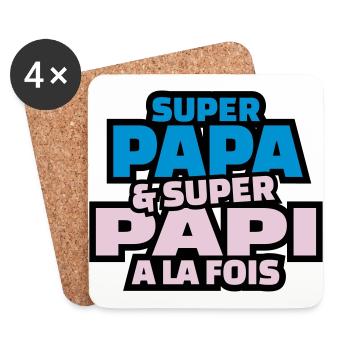 super papa et super papy à la fois - Dessous de verre (lot de 4) - blanc - Devant