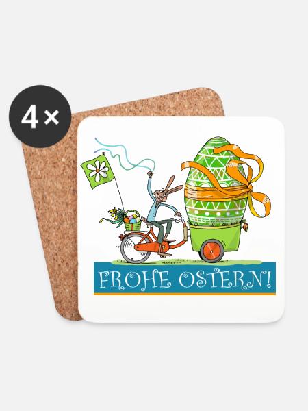 Frohe Ostern - Untersetzer (4er-Set) - Weiß