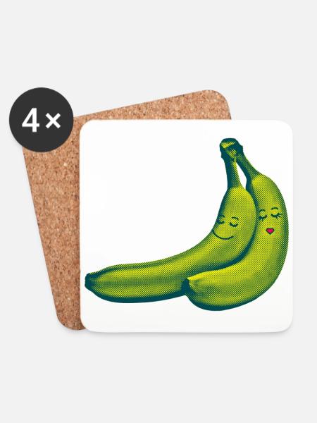 BANANA LOVE - Coasters (set of 4) - white
