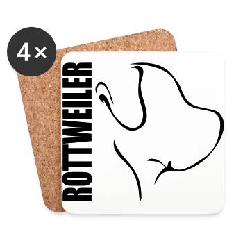 PROFIL DE ROTTWEILER Les chiens de Wilsign, le chien Rottie Rotti - Dessous de verre (lot de 4) - blanc - Devant