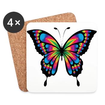 Multicolor psychedelic butterfly - Coasters (set of 4) - white - Front