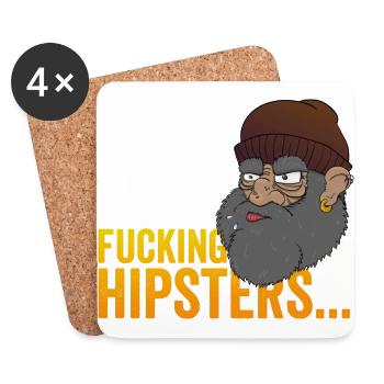 Anti Hipster Hobo - Fucking Hipsters - Coasters (set of 4) - white - Front