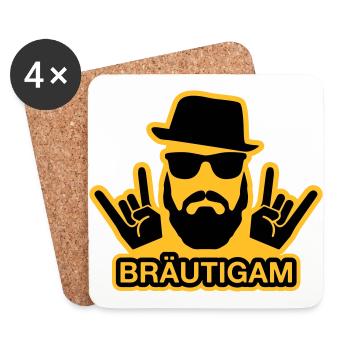 Bräutigam T-Shirt - Bräutigam Shirt - JGA T-Shirts - Untersetzer (4er-Set) - Weiß - Vorne