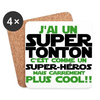 j'ai un super tonton(comme un super-héros) - Dessous de verre (lot de 4) - blanc - Devant