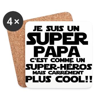 c'est comme un super-héros(super papa) - Dessous de verre (lot de 4) - blanc - Devant