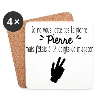 Je ne vous jette pas la pierre Pierre - Dessous de verre (lot de 4) - blanc - Devant