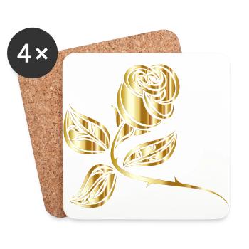 Goldene Rose - Untersetzer (4er-Set) - Weiß - Vorne