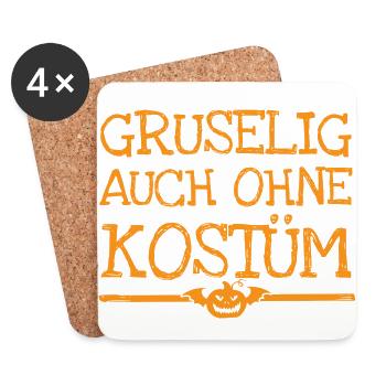 Gruseliges Halloween Kostüm Shirt Gruselig Ohne 2 - Untersetzer (4er-Set) - Weiß - Vorne