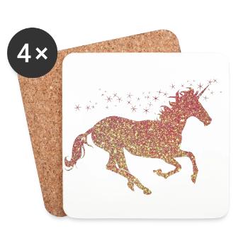 Das goldene glitzer Einhorn - Untersetzer (4er-Set) - Weiß - Vorne