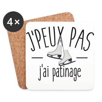 Je peux pas j'ai patinage - Dessous de verre (lot de 4) - blanc - Devant
