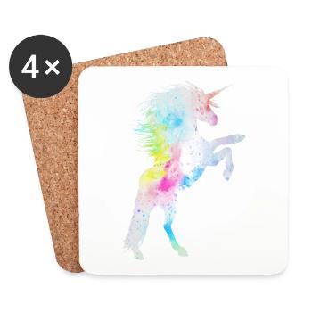 éclat pailleté née licorne princesse reines - Dessous de verre (lot de 4) - blanc - Devant