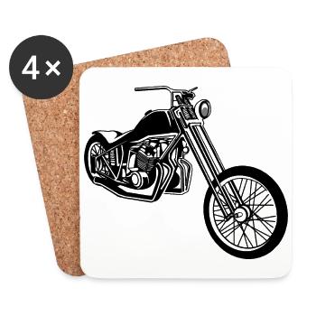 Chopper / Bobber Motorcycle 01_black - Coasters (set of 4) - white - Front