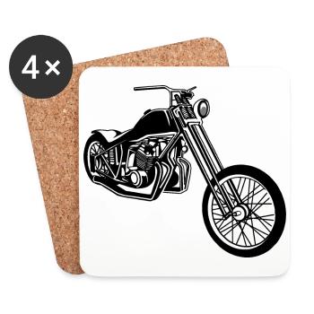 Chopper / Bobber Motorcycle 01_black white - Coasters (set of 4) - white - Front