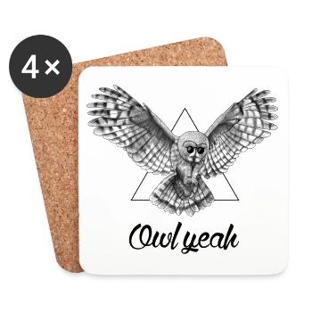 Owl Yeah - Dessous de verre (lot de 4) - blanc - Devant