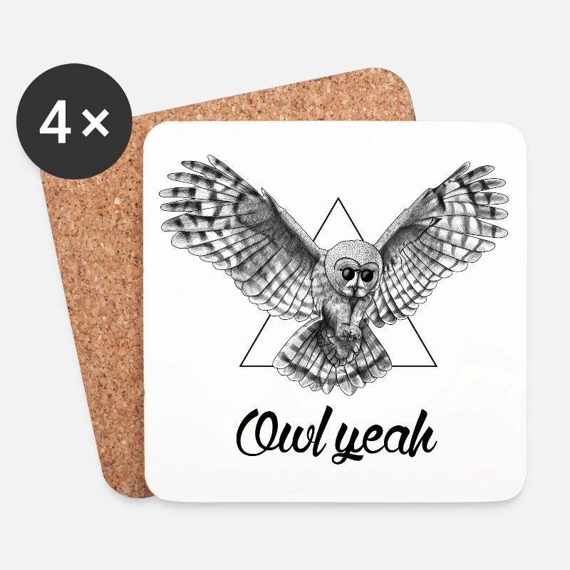 Ja Owl - Untersetzer (4er-Set) - Weiß
