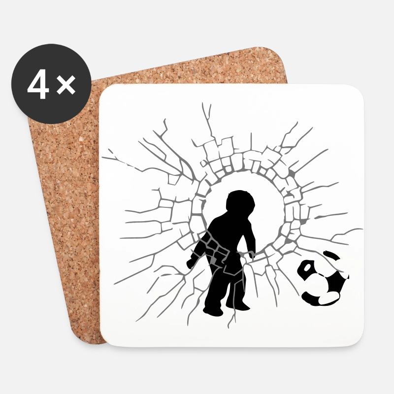 Fußball Junge - Untersetzer (4er-Set) - Weiß