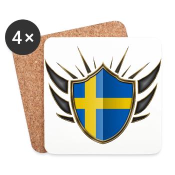 Sweden flag gold emblem 014 - Coasters (set of 4) - white - Front