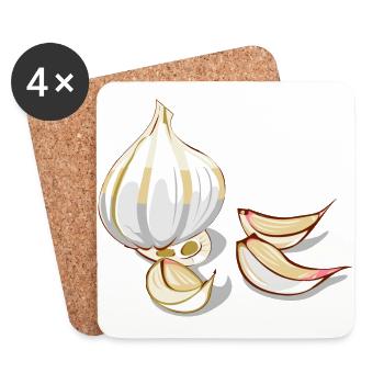 garlic garlic veggie vegetables vegetables5 - Coasters (set of 4) - white - Front
