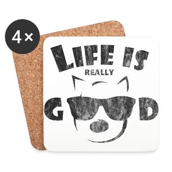 Life Is Really Good Dogs - Untersetzer (4er-Set) - Weiß - Vorne
