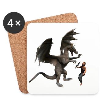 Drache - Untersetzer (4er-Set) - Weiß - Vorne