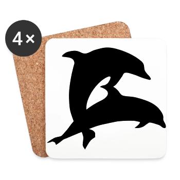 Dauphin - Dolphins - Delfine - Dessous de verre (lot de 4) - blanc - Devant