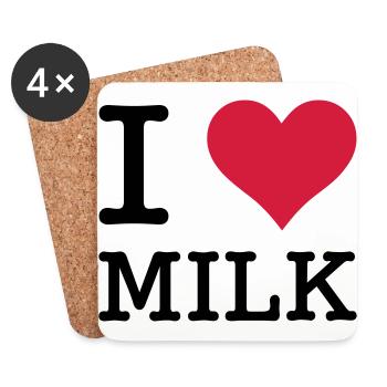 I Love Milk - Dessous de verre (lot de 4) - blanc - Devant