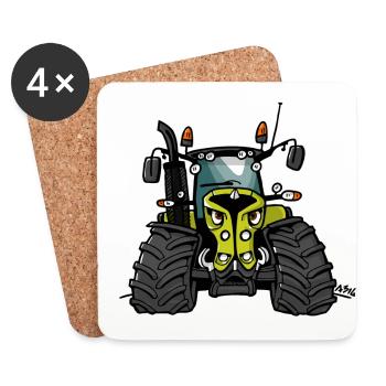 0300 light green tractor - Coasters (set of 4) - white - Front
