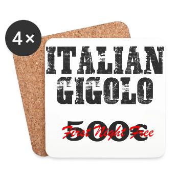 Men's Party Holiday T-Shirt ITALIAN Gigolo - Coasters (set of 4) - white - Front