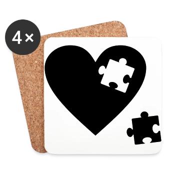 Heart puzzle - Coasters (set of 4) - white - Front
