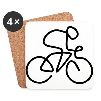 One line cyclist - Coasters (set of 4) - white - Front