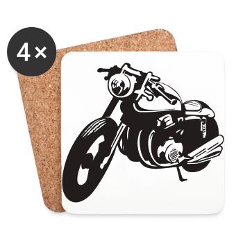 motorcycle - Coasters (set of 4) - white - Front